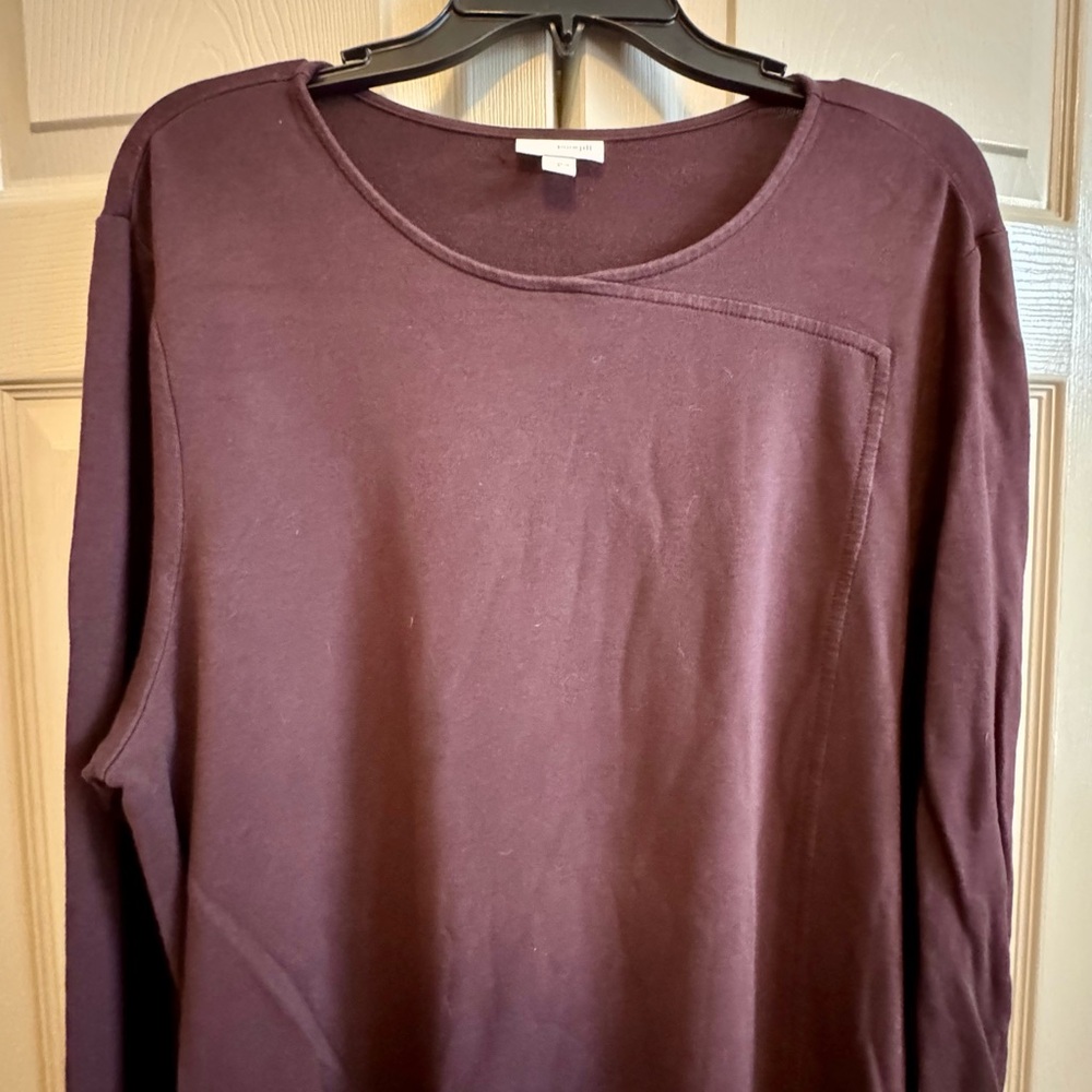 J Jill Pure Jill Plum Color Long Sleeve Pima Cotton Tunic Dress - Picture 6 of 9